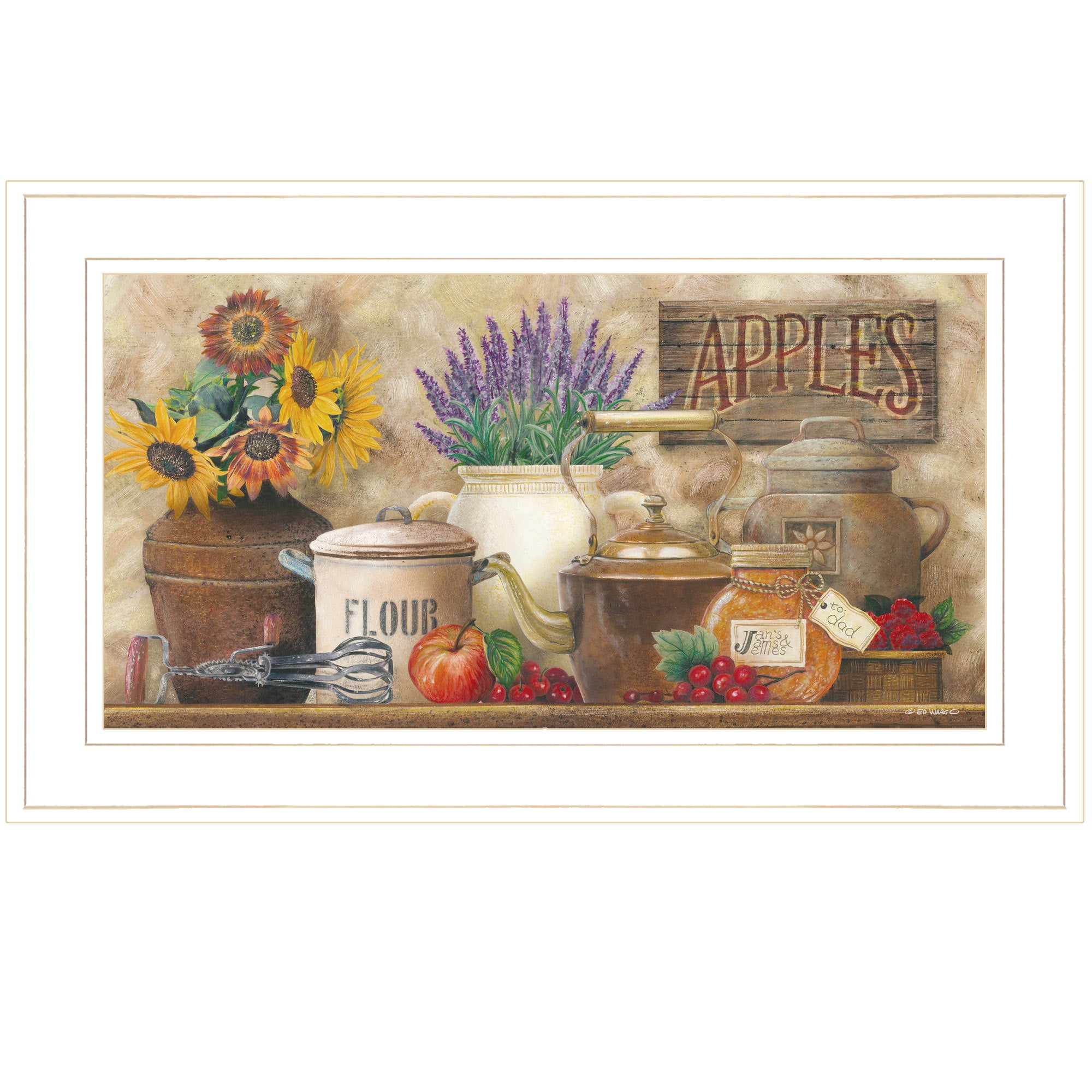 'Antique Kitchen' By Ed Wargo, Ready to Hang Framed Print, White Frame