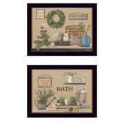 'Bath Time' 2-Piece Vignette By Pam Britton, Ready to Hang Framed Print, Black Frame