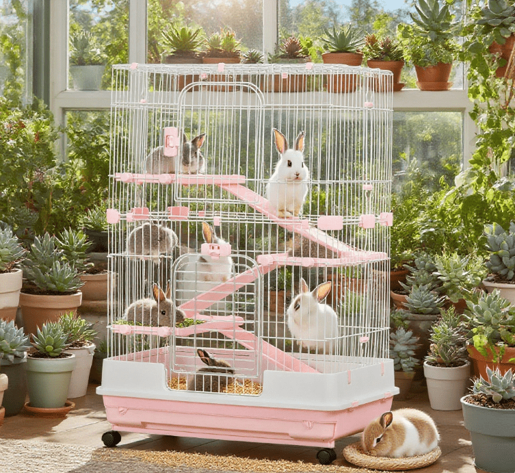 Rabbit Hut Small Animal Cage Rabbit Hutch with Wheels