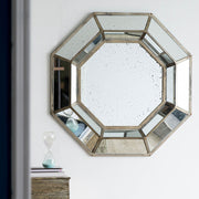 40' x 40' Oversized Silver Octagon Mirror, Mid-Century Modern Accent Mirror, for Living Room, Entryway, Bedroom, Hallway