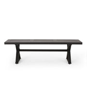 Outdoor Dining Bench, Antique Matte Black, Aluminum, 59 inches