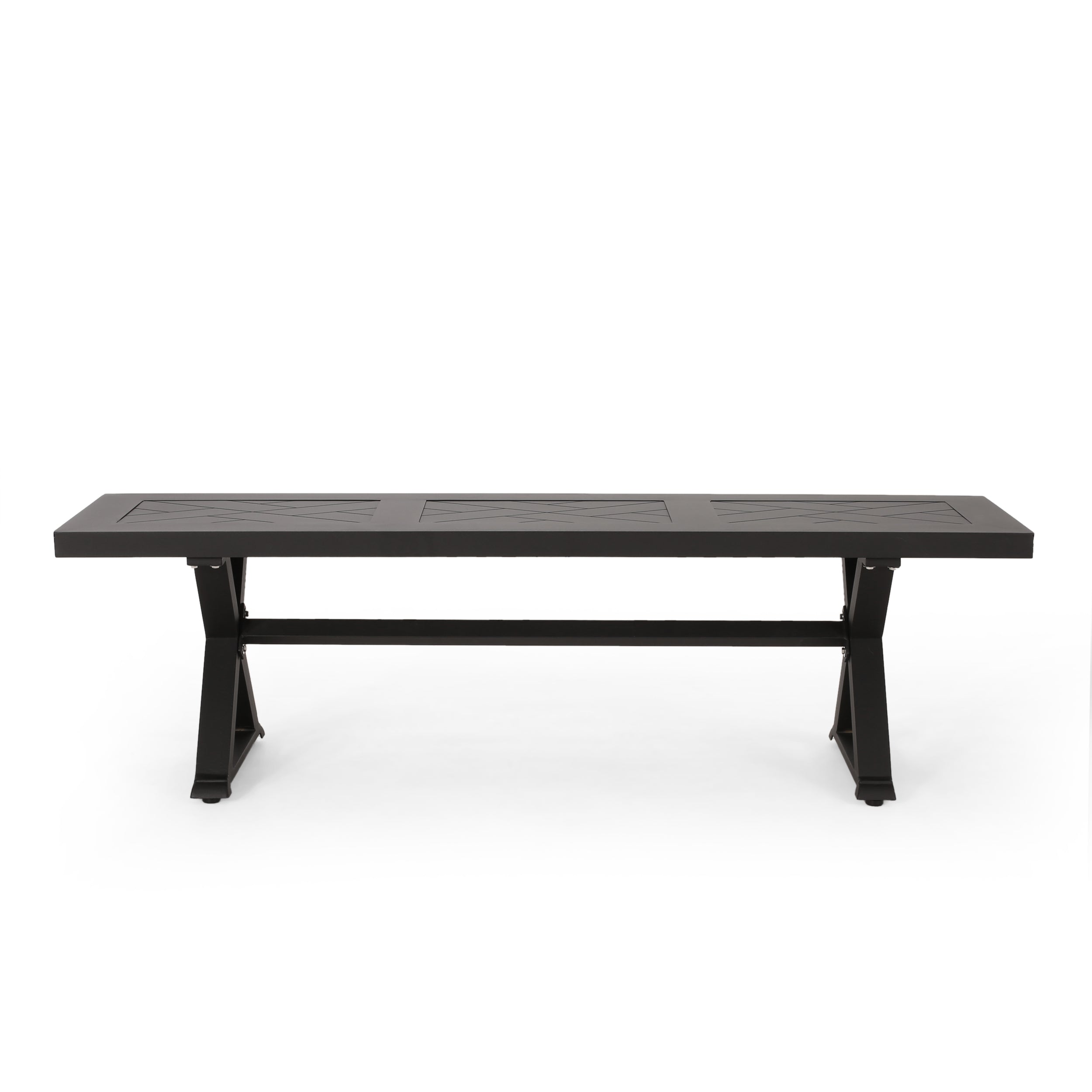 Outdoor Dining Bench, Antique Matte Black, Aluminum, 59 inches