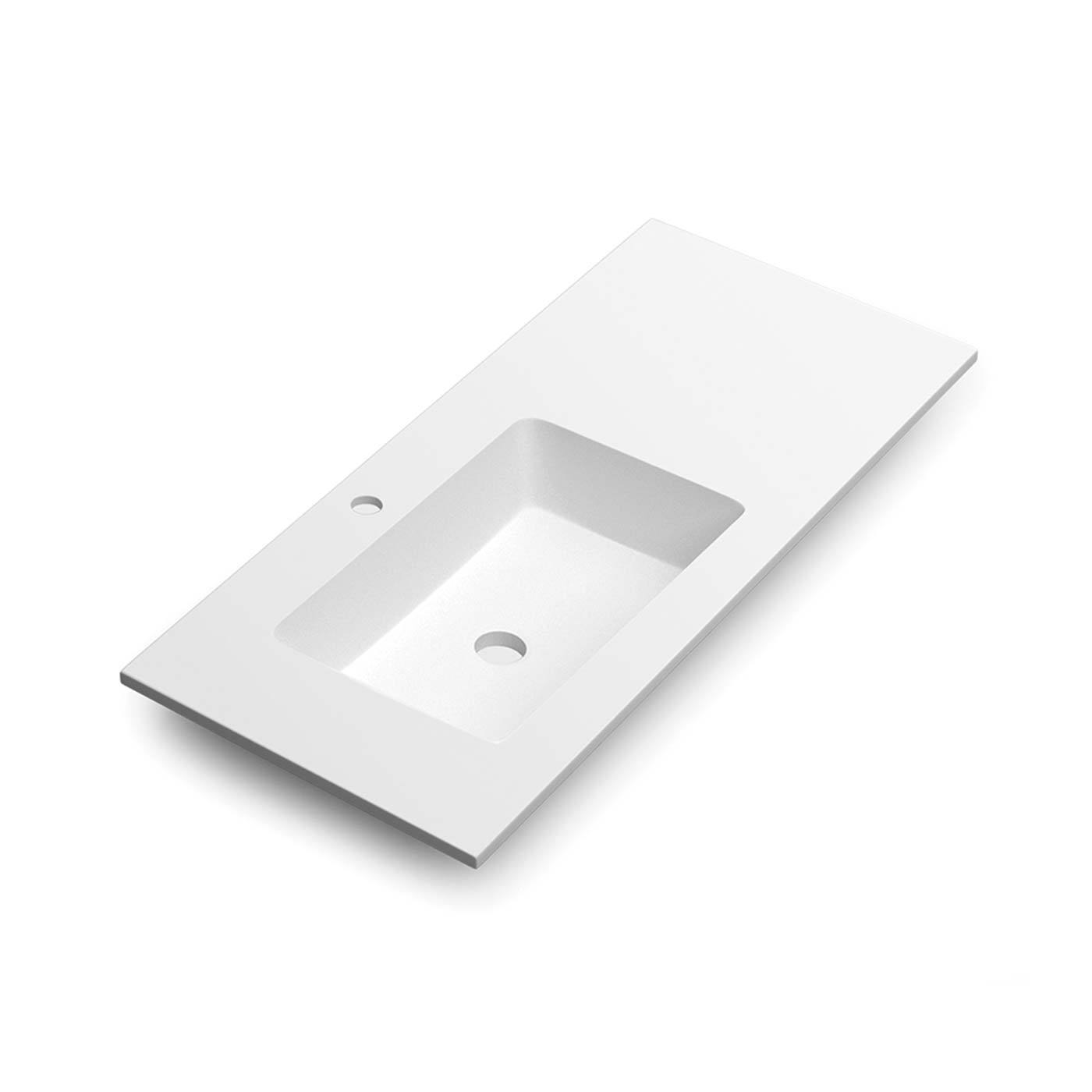 DAX Mara Matt White Basin Solid Surface Left Single Bowl 40 Inches (70-30)