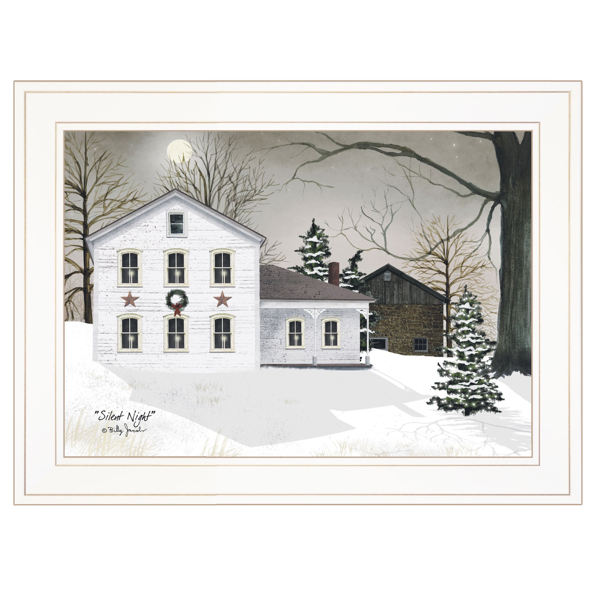 'Silent Night' by Billy Jacobs Ready to Hang Holiday Framed Print, White Frame