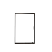 48.in W x 72.in H Single Sliding Shower Door, 1/5 inch Thick Clear Tempered Glass Shower Door with Stainless Steel Handle, Black