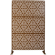 Outdoor & Indoor Privacy Screen Metal Privacy Screen 76' H×48' W, Freestanding Decorative Privacy Screen for Deck Balcony Patio, Privacy Fence Panels for Outside Lawn Garden PS115 BROWN