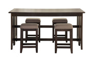 Dark Brown Finished Drop Leaf Table w/ 4 Stools