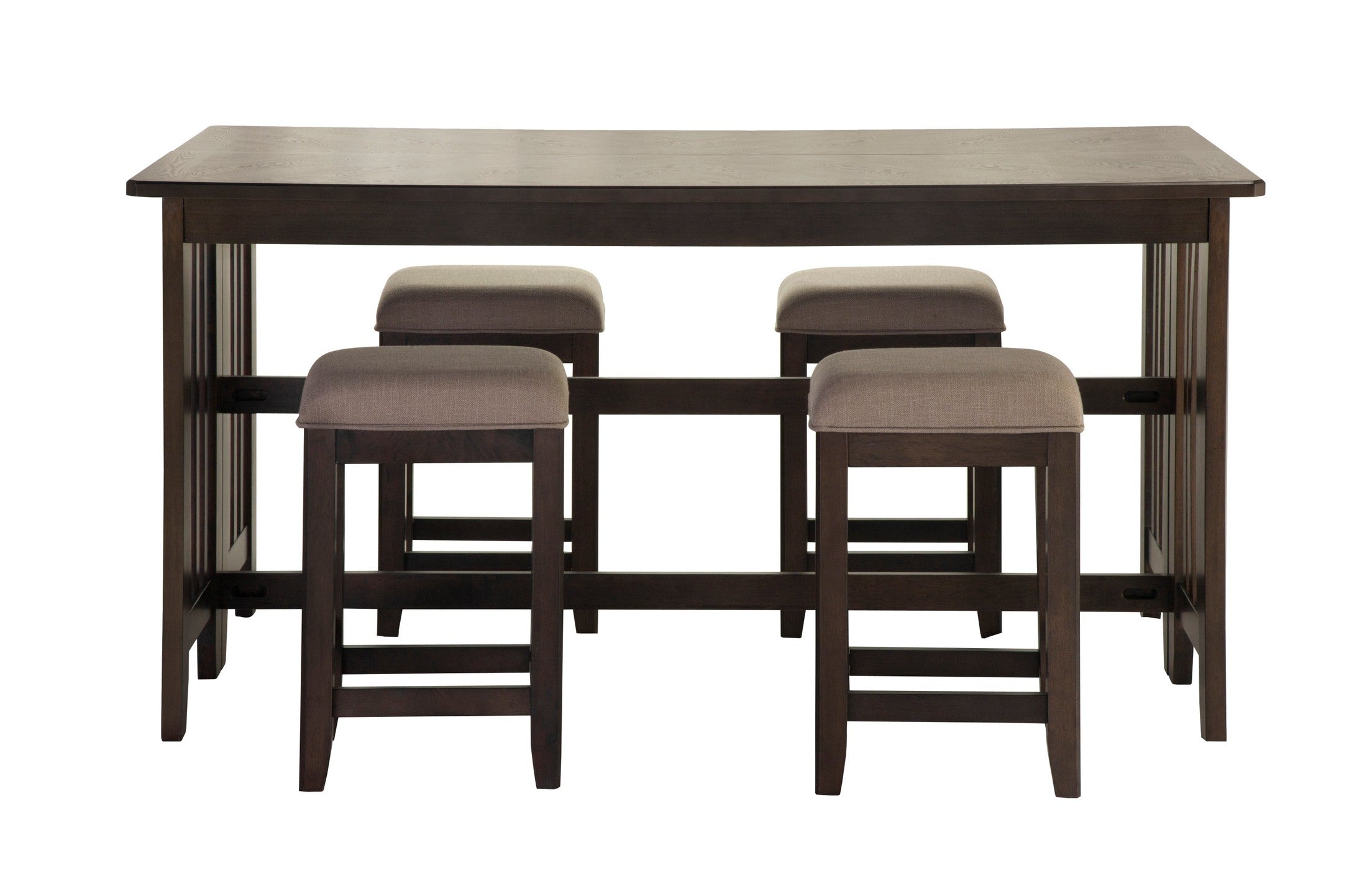 Dark Brown Finished Drop Leaf Table w/ 4 Stools