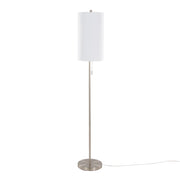 Bounty 62' Contemporary Metal Floor Lamp in Brushed Nickel with White Textured Linen Shade from Grandview Gallery by LumiSource