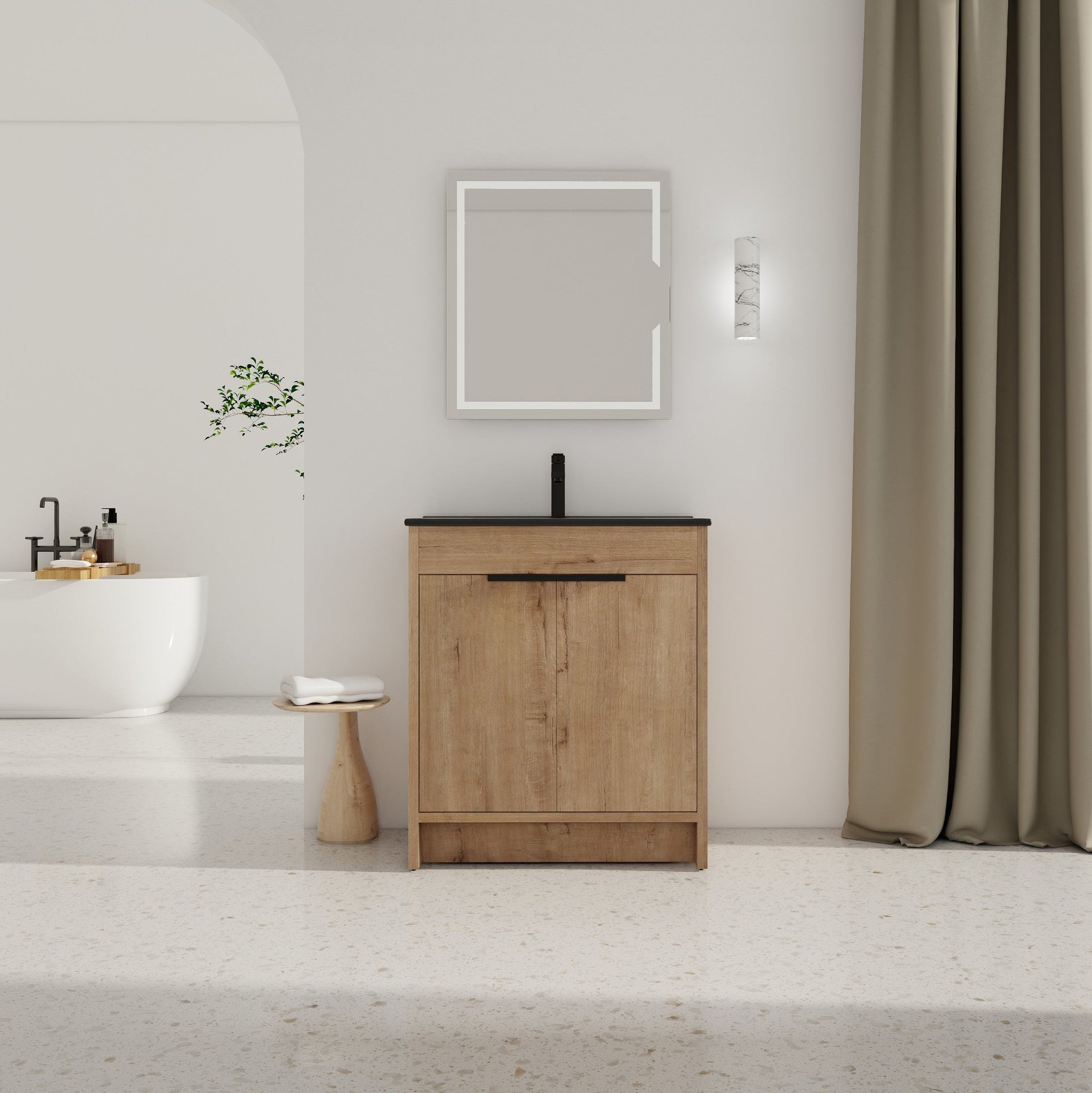 30' Freestanding Bathroom Cabinet With Basin & 2 Soft-Close Cabinet Doors ((KD-PACKING),BVB02430IMO-BL9075BK