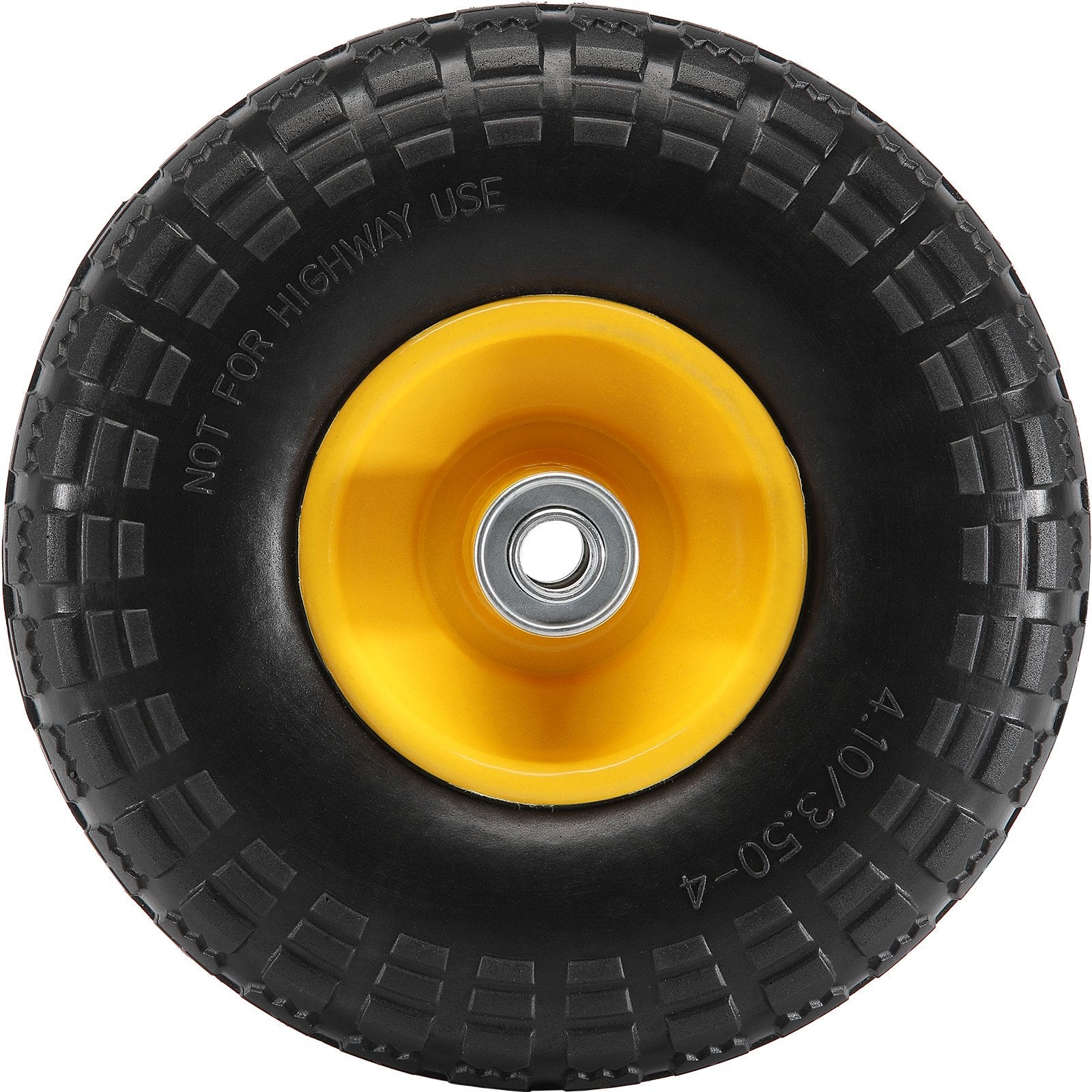 Solid PU Run-Flat Tire Wheel, 10', 2-Pack, 400 lbs Dynamic Load, 450 lbs Static Load, Flat Free Tubeless Tires and Wheels for Hand Truck, Utility Cart, Dollies, Garden Trailers, Various Carts