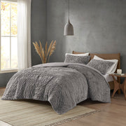 Full/Queen Ruched Fur Down Alternative Comforter Set