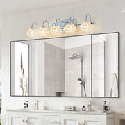29' Nickel Finish Vintage Crystal Vanity Light - Elegant 5-Light Bathroom Mirror Fixture with Clear Glass Shades (No Bulbs)