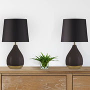 2-Tone Ceramic Table Lamp Set of 2 Black/Gold See below