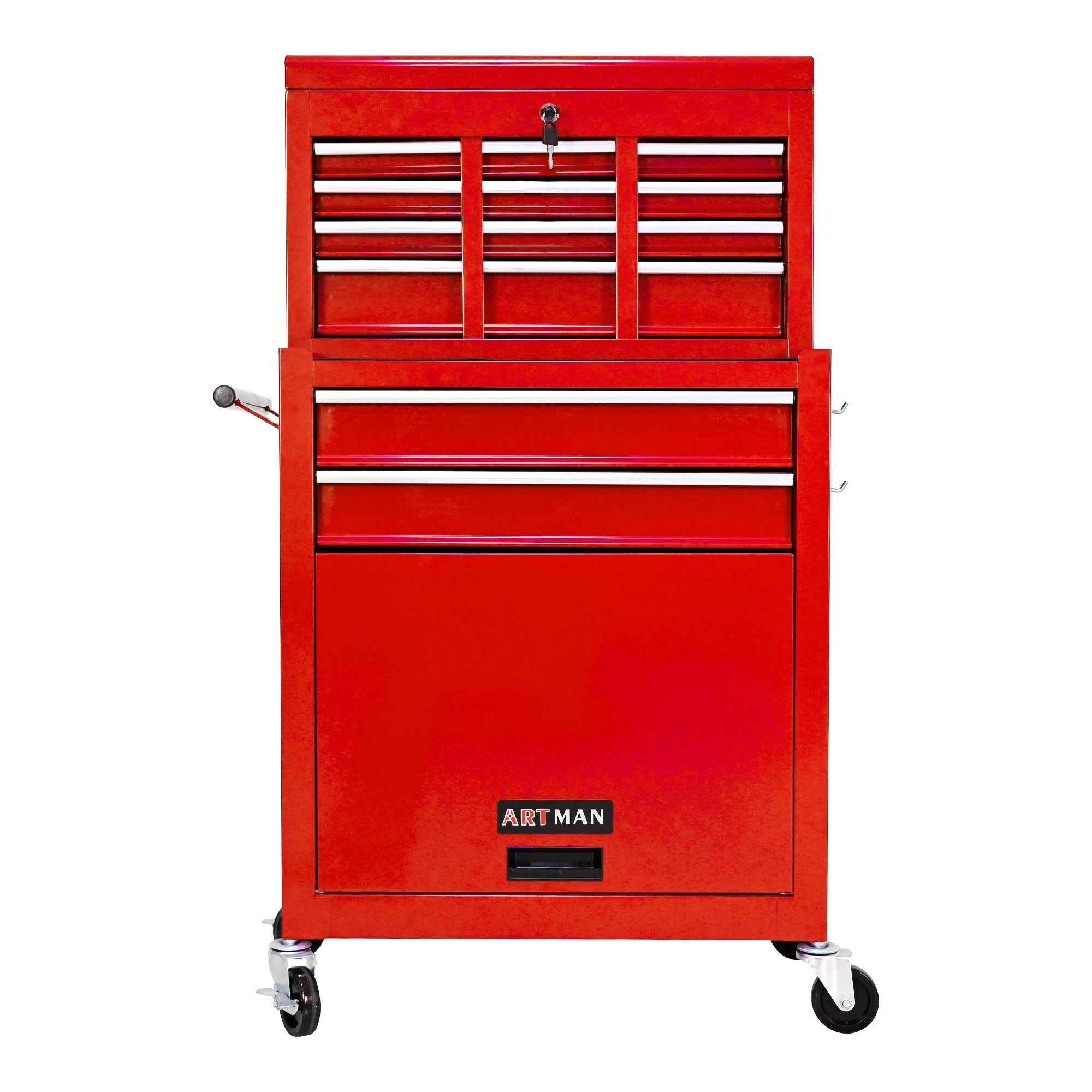 High Capacity Rolling Tool Chest with Wheels and Drawers, 8-Drawer Tool Storage Cabinet - Red