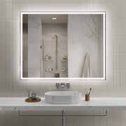 60'x48' Modern LED Smart Mirror with Hiden Light Bathroom Mirror, Front Lit & Back Lit With 3 Color Adjustable, Memory Function, Anti-Fog, Time Mode Control
