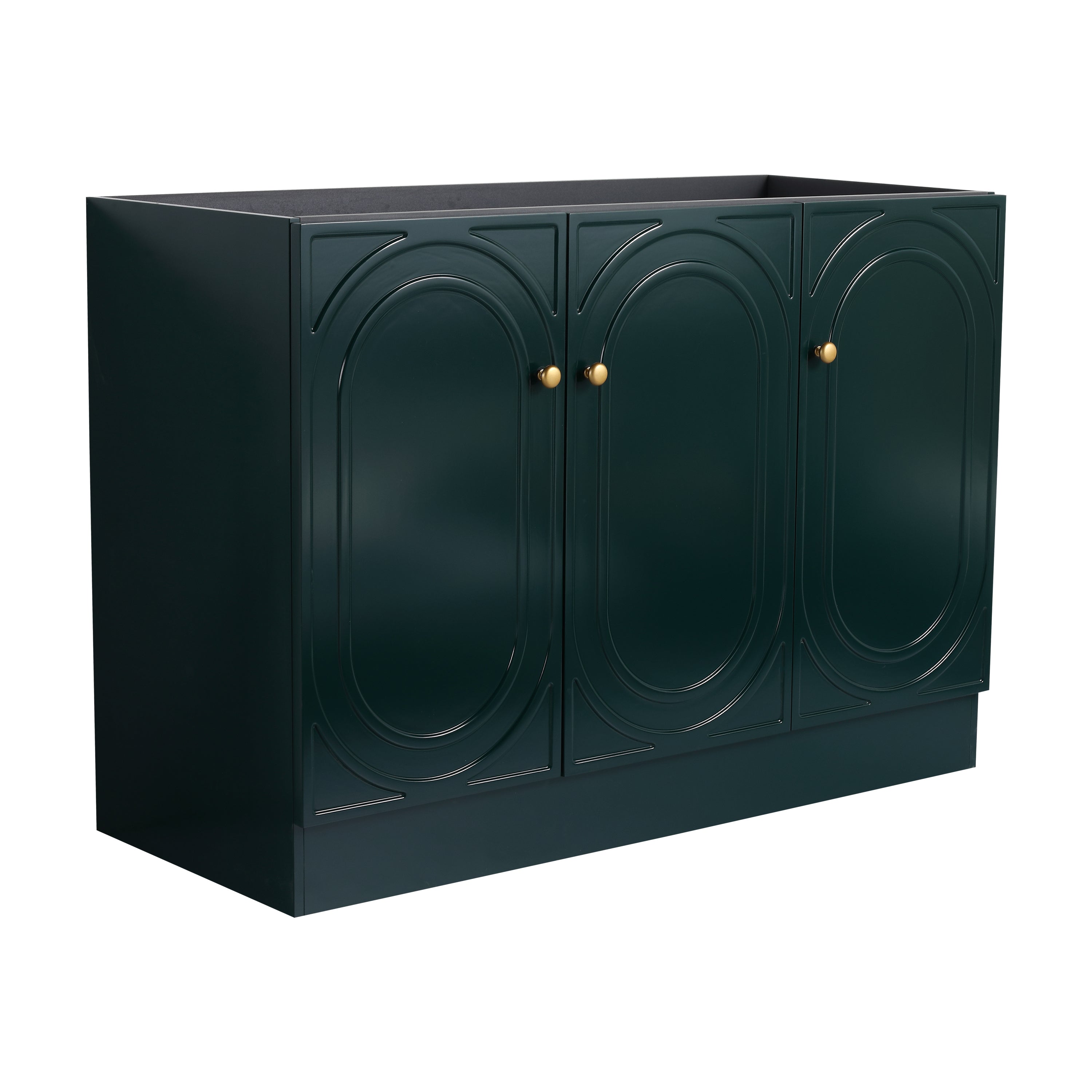 Contemporary 48' Freestanding Bathroom Vanity with Soft-Close Cabinet Doors in Dark Green Plywood,Excluding Sink