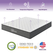 NapQueen Victoria 10 Inch Queen Cooling Gel Hybrid Mattress in Grey+White Foam+Spring, Orthopedic Support, Low Motion Transfer