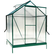 6.3'*4.2'*7' Polycarbonate Greenhouse, Heavy Duty Outdoor Aluminum Walk-in Green House Kit with Rain Gutter, Vent and Door for Backyard Garden, color  green