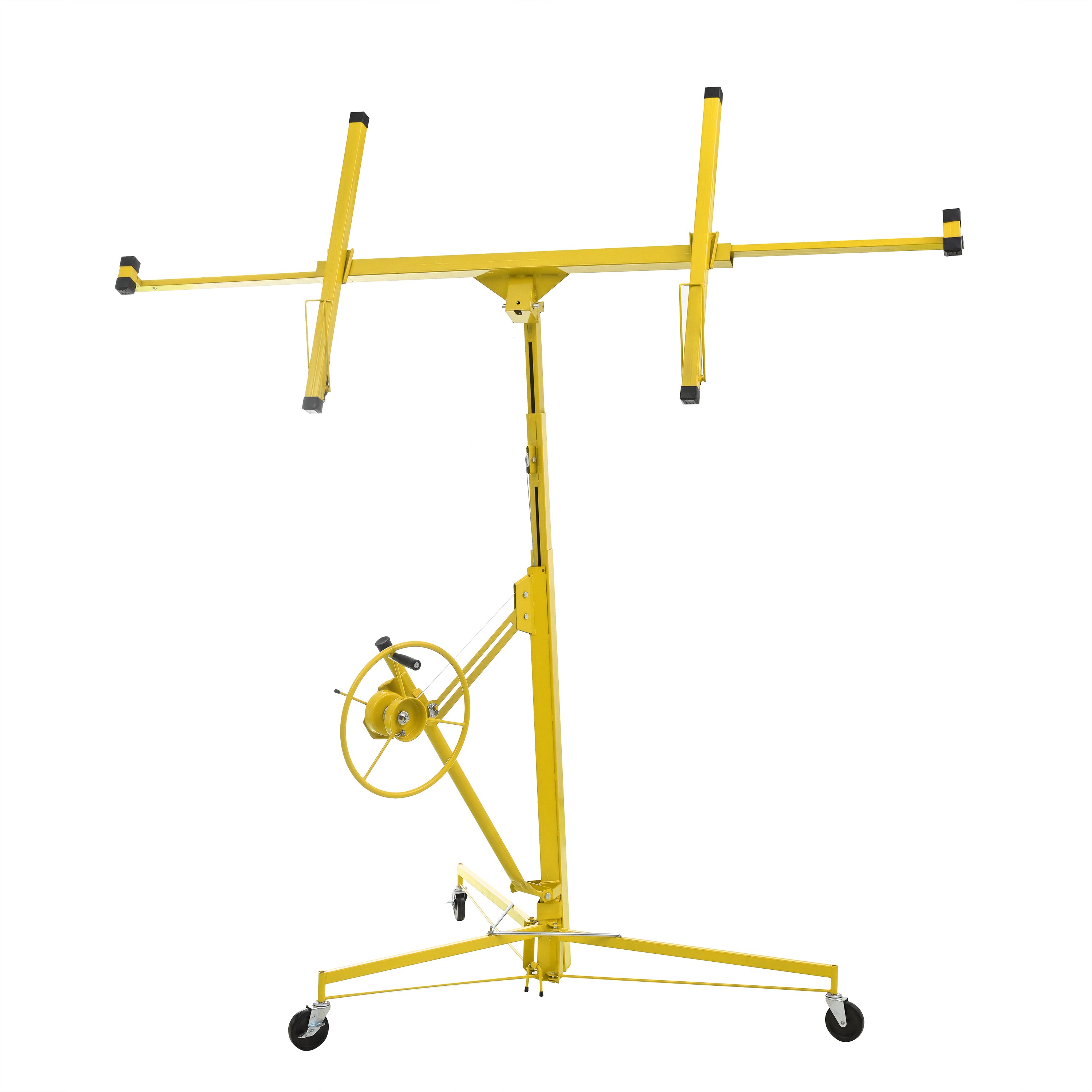 Drywall Lift 11' Drywall Panel Hoist Construction Rolling Caster Wheel Lockable Tool Jack Lifter Jack Drywall Lift Construction Tools (Yellow)