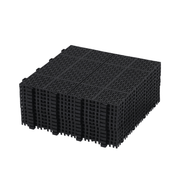 Black Interlocking Deck Tiles Waterproof Outdoor Anti-slip Plastic 12x12 Inch Strong Weight Capacity