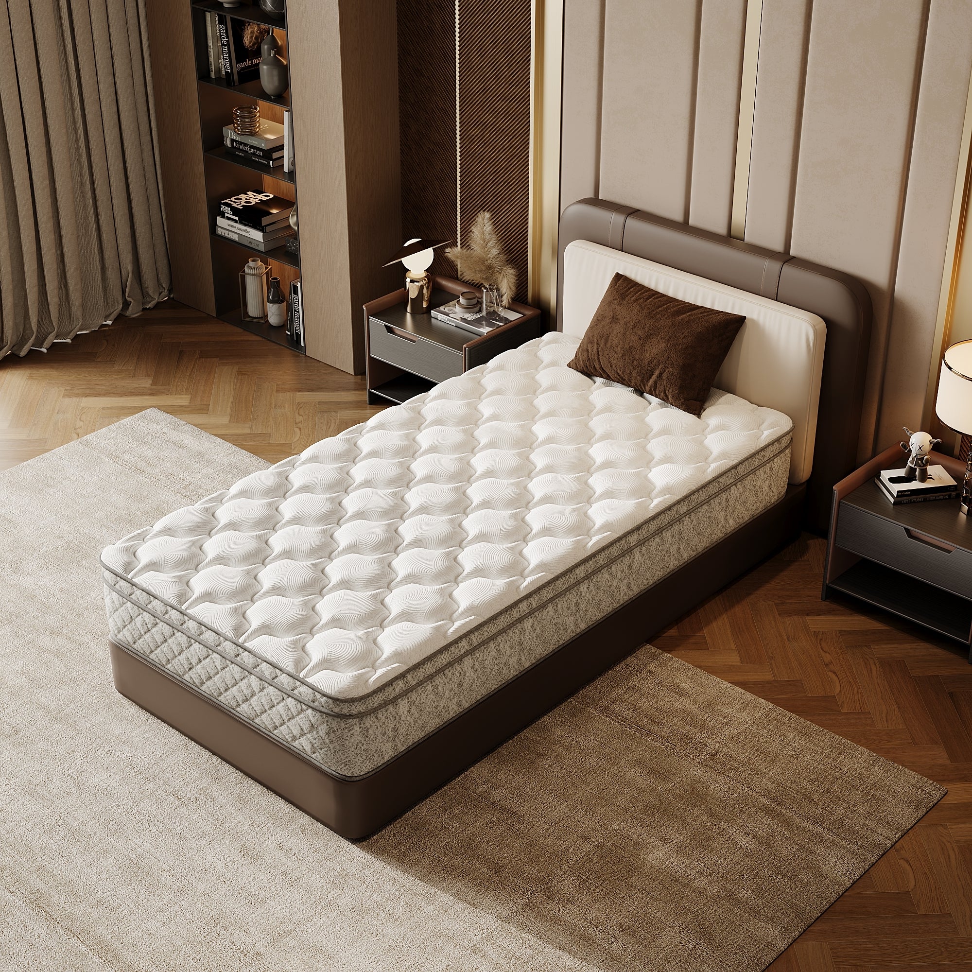 Twin Size Mattress,12 Inch Hybrid Twin Mattress in a Box with Memory Foam and Pocket Spring for Pressure Relief & Comfort Sleep & Zoned Support, Medium Firm,CertiPUR-US & OEKO-TEX