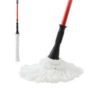 Ultra-Fine Fiber Twist Mop with 57.5-inch Long Handle for Dry and Wet Floor Cleaning, Red
