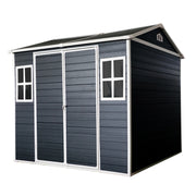 Black Resin Outdoor Storage Shed with Floor & Windows for Garden and Patio, 8 x 6ft