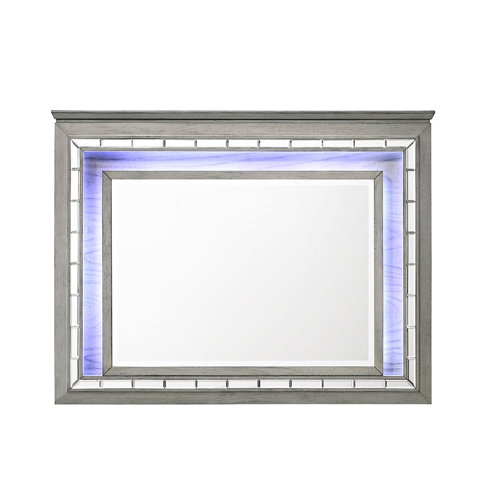 Antares Light Gray Oak Finish Mirror W/Led