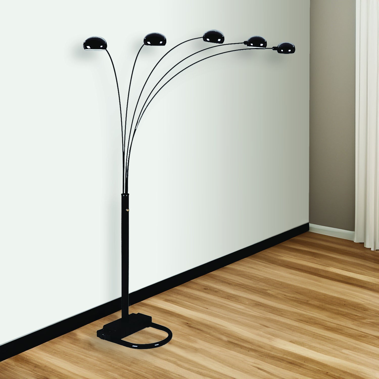 1pc Modern Design Classic Peacock Shade 82' Floor Lamp Black Living Room