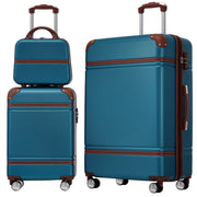 Lightweight Blue Hardshell Luggage Set with TSA Lock, 3 Pieces 20'+28' Spinner Suitcases & Cosmetic Case
