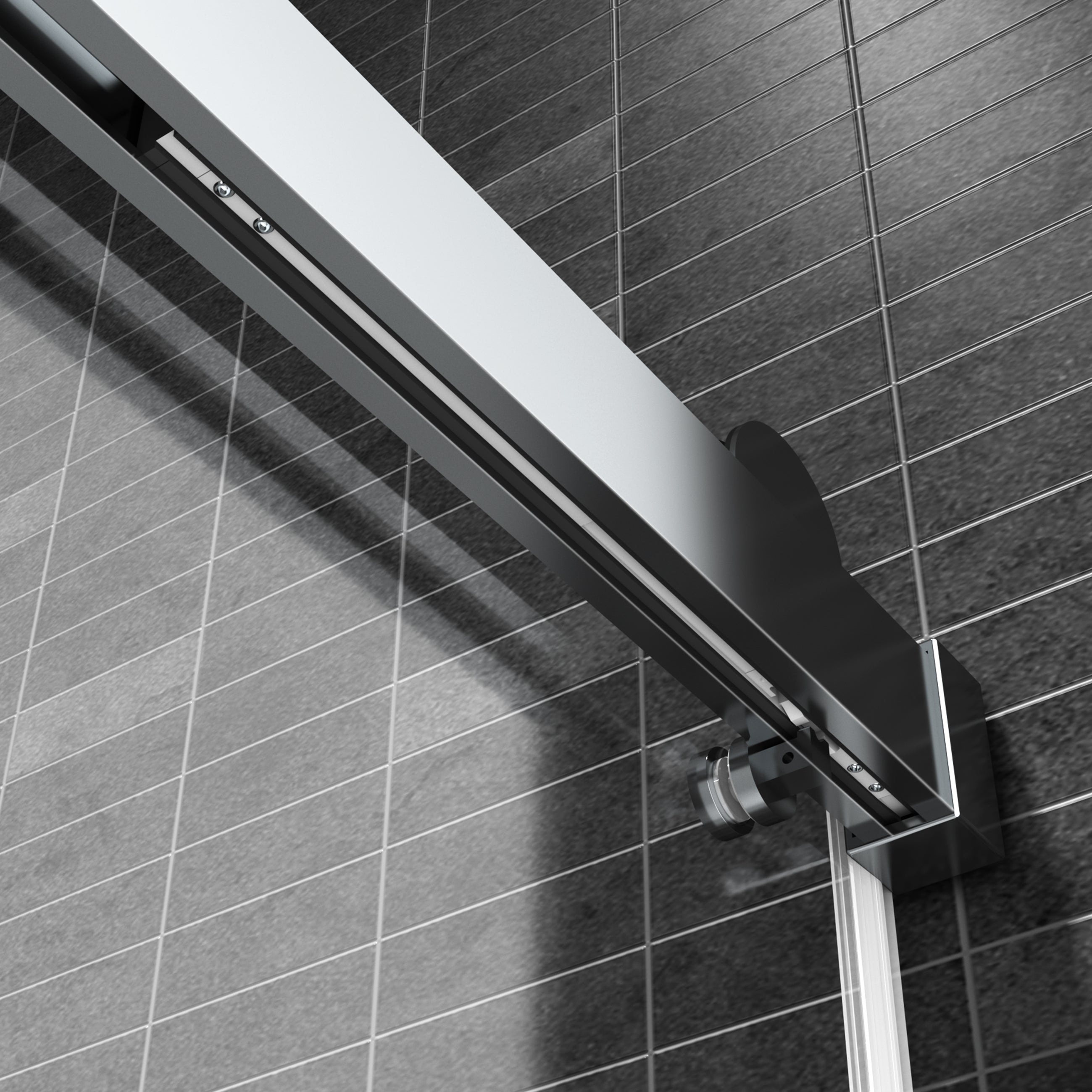 Top Rail Only, Stainless Steel Top Track with Buffer for Shower Door, 24D02P02-T60CHX