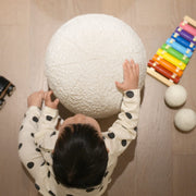 Luna 12' Round Sphere Accent Ball Throw Pillow, Ivory White Boucle