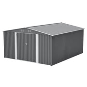 12×14 ft Outdoor Metal Storage Shed, Large Garden Tool Shed with Lockable Double Doors, Waterproof Yard Building, Patio, Light Gray
