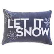 Nneka Let It Snow Gray Velvet Lumbar Pillow with Insert 14x20