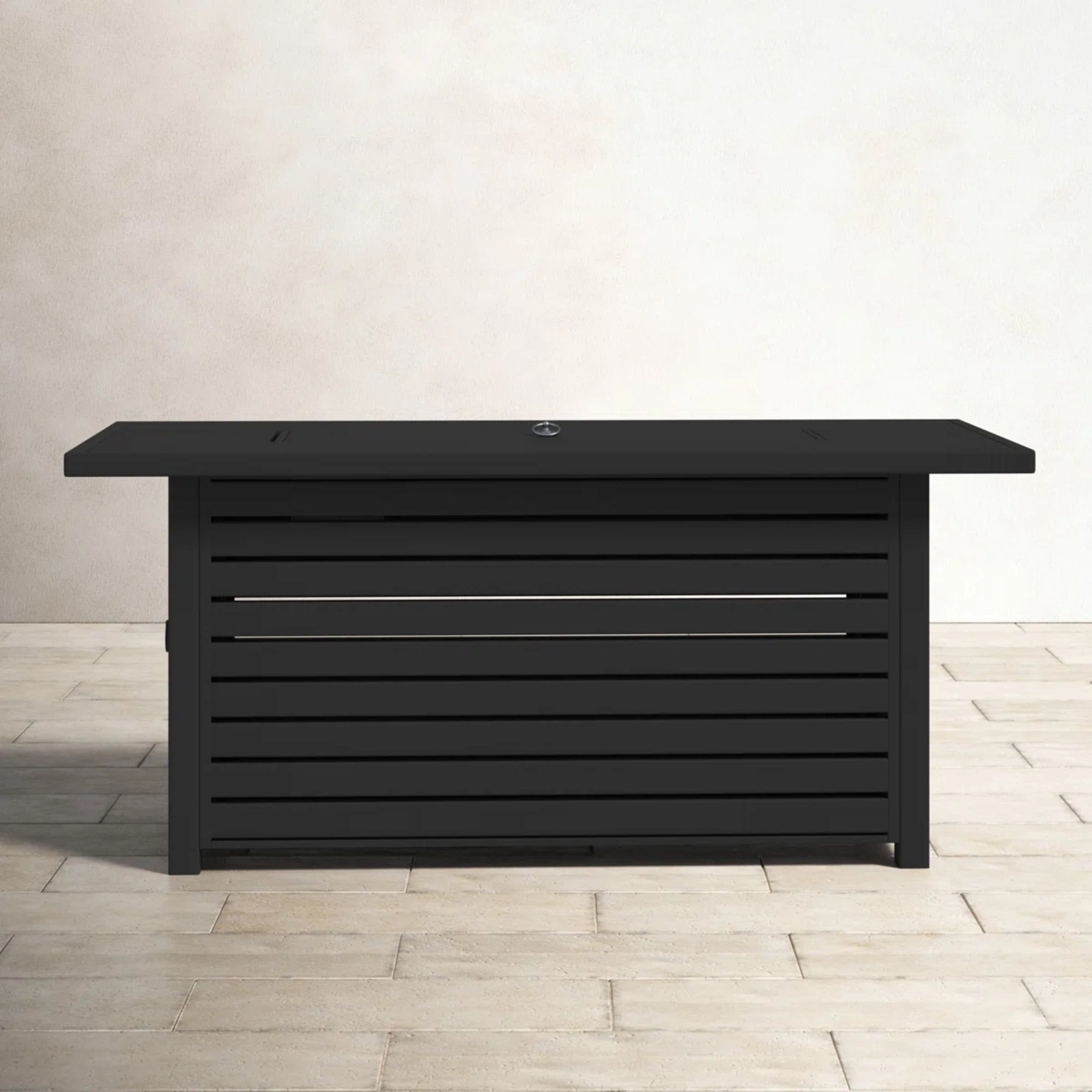 Casselton Outdoor Fire Pit Table with Lid Steel Propane/Natural Gas Black Stainless Steel 54x22