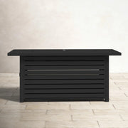 Steel Propane/Natural Gas Outdoor Fire Pit Table with Lid, Black Steel, 54x22x25 inches