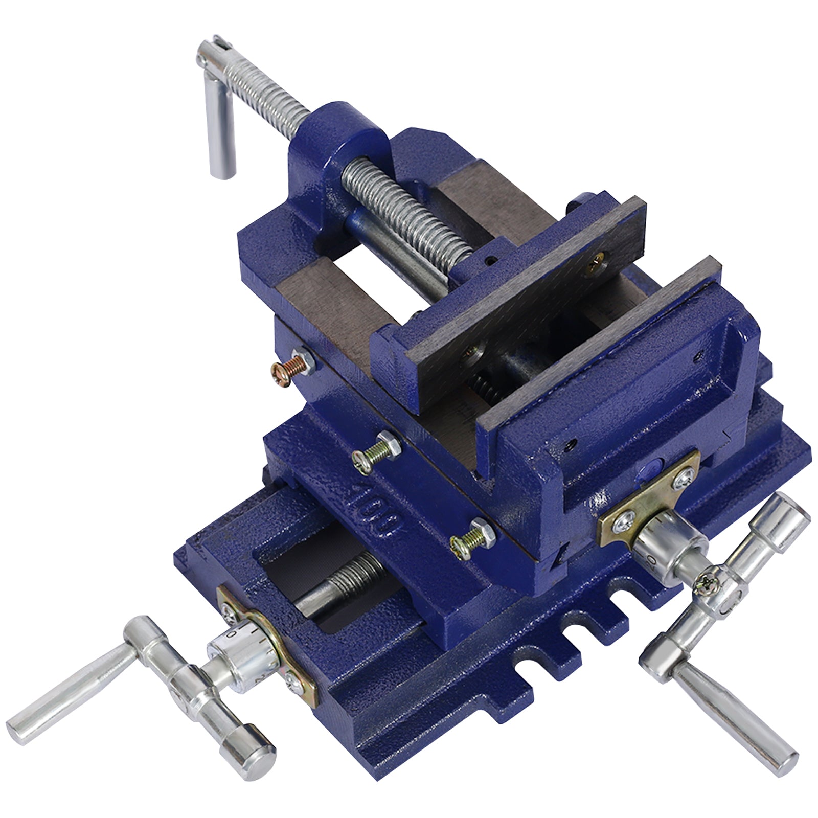 Heavy Duty 4-Inch Cross Slide Vise, Drill Press Metal Milling X-Y, Blue Steel Benchtop Clamp
