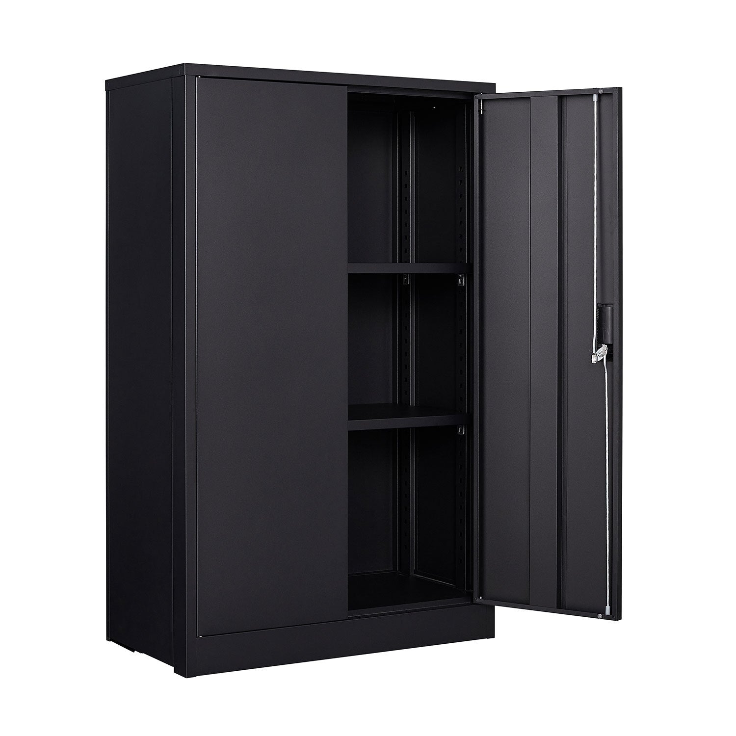 Black Metal Storage Cabinet with Locking Doors and Adjustable Shelf, Folding Filing Locker for Home Office, School, Garage, Steel Construction, 13.78 x 25.60 x 41.97 Inches