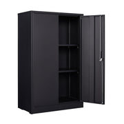 Black Metal Storage Cabinet with Locking Doors and Adjustable Shelf, Folding Filing Locker for Home Office, School, Garage, Steel Construction, 13.78 x 25.60 x 41.97 Inches