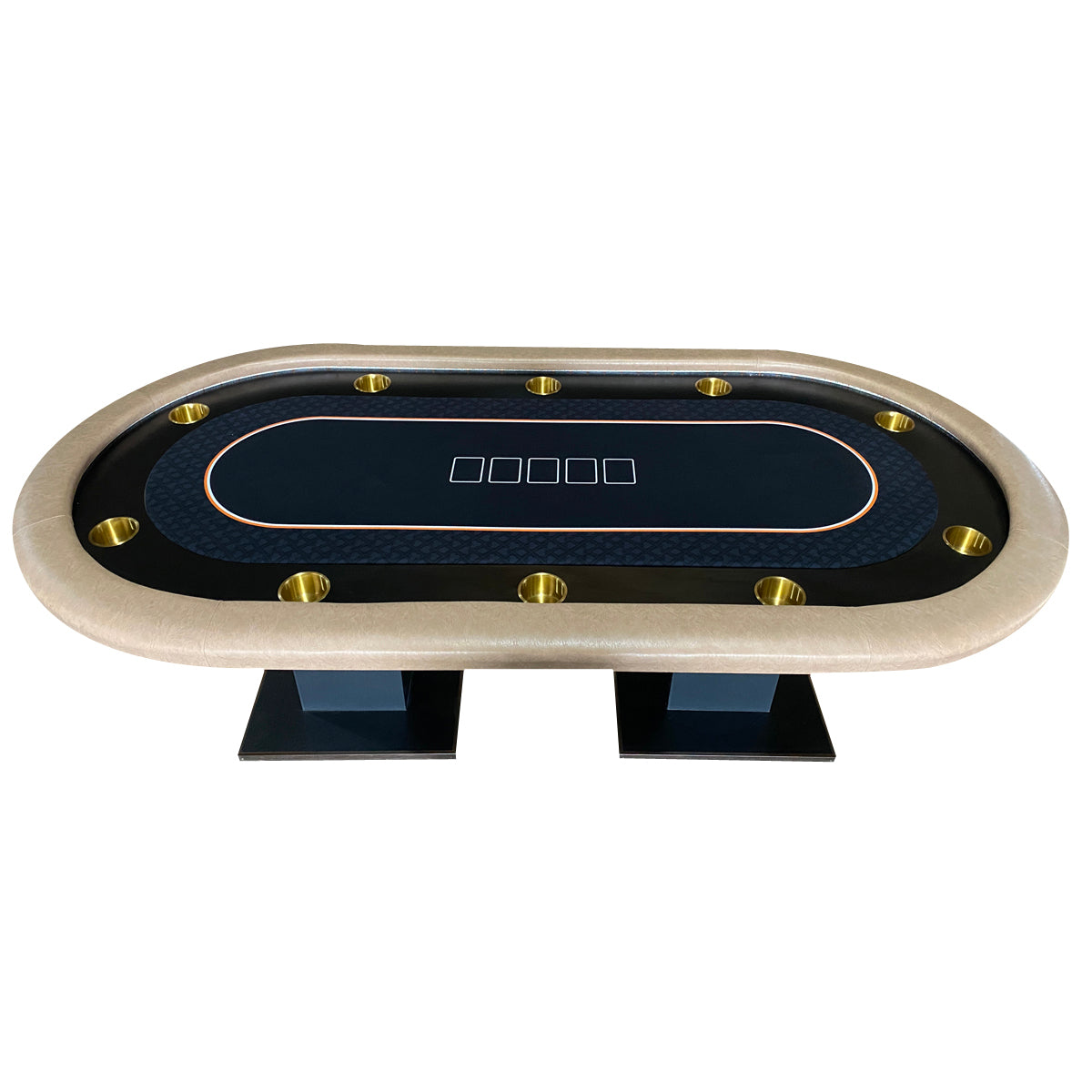 96' 10 Players Poker Table for Casino Texas Holdem Po Premium Black Speed Cloth with Dimmable LED
