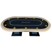 96' 10 Players Poker Table for Casino Texas Holdem Po Premium Black Speed Cloth with Dimmable LED