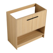 Modern 36''Freestanding Bathroom Vanity with 2 Doors Storage in Oak Plywood, Excluding Sink