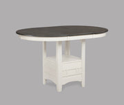 1pc Casual Counter Height Kitchen 18' Extendable Leaf Storage Table Pedestal Base Design Wooden Dining Room Two-Tone Finish Chalk Grey