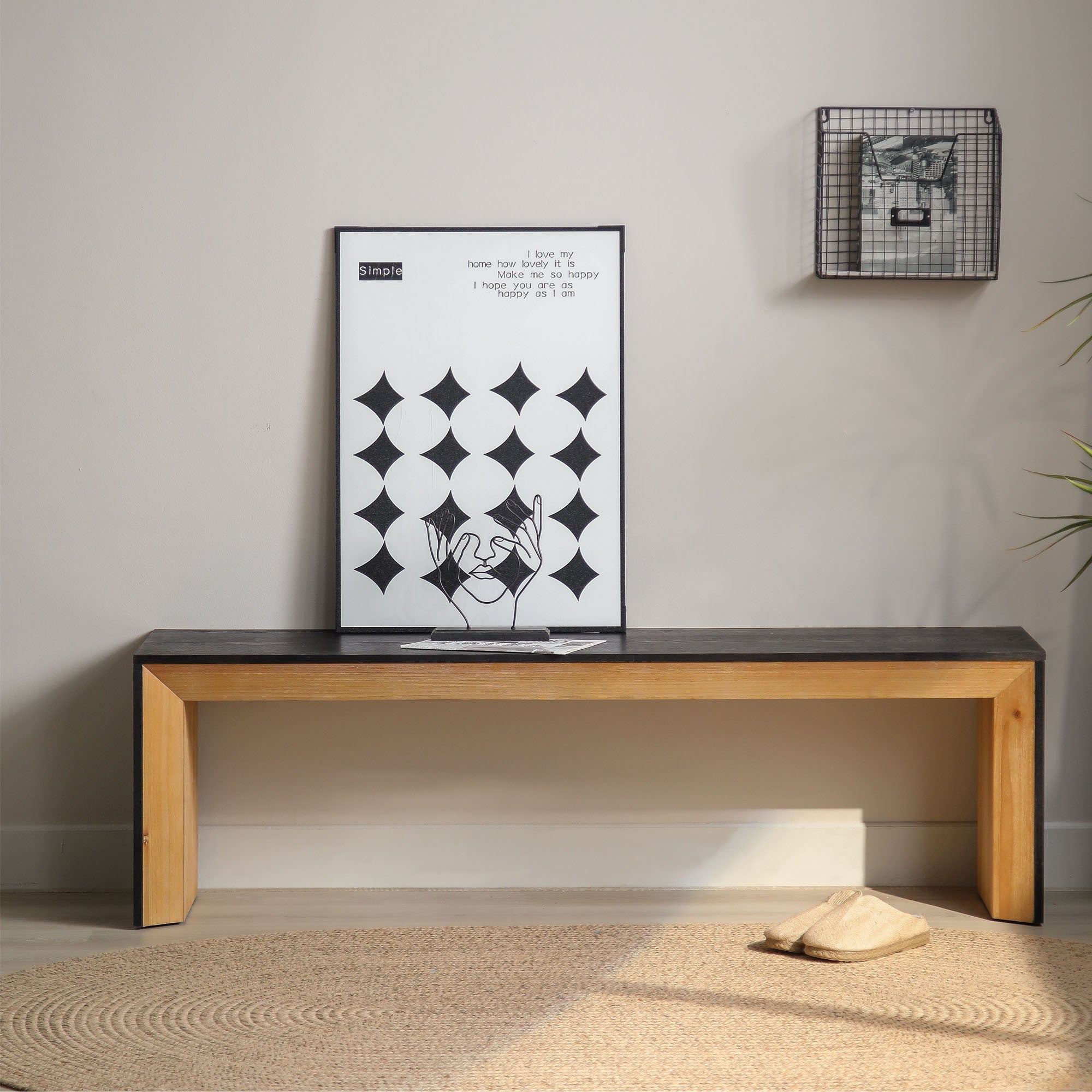 59in Modern Wood Bench - Rustic & Contemporary Design
