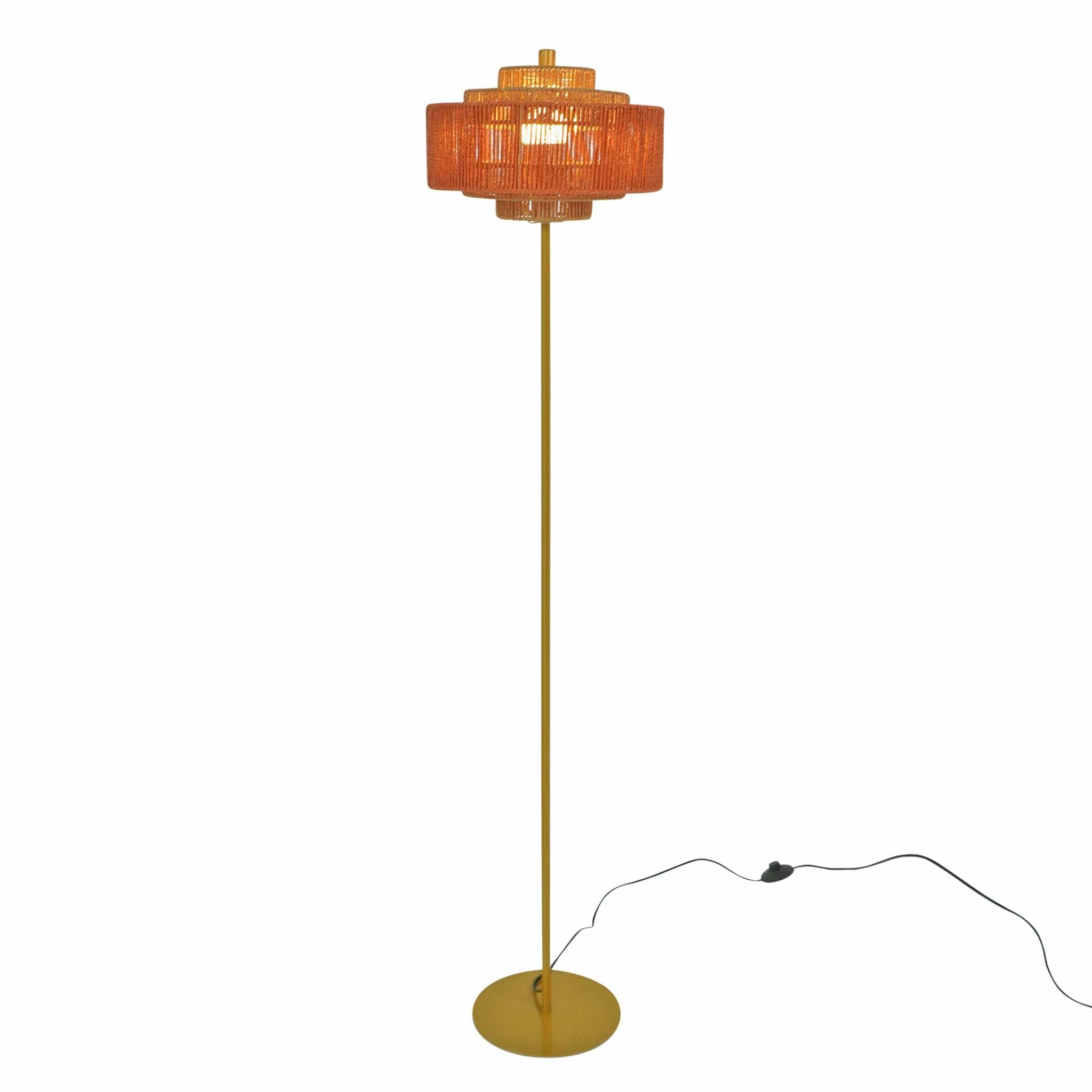 Modern Tripod Floor Lamp, Stable Standing Light with Fabric Shade for Living Room, Bedroom & Lounge Decor, Phosma Floor Lamp Gold and Natural - Terracotta 110-120V