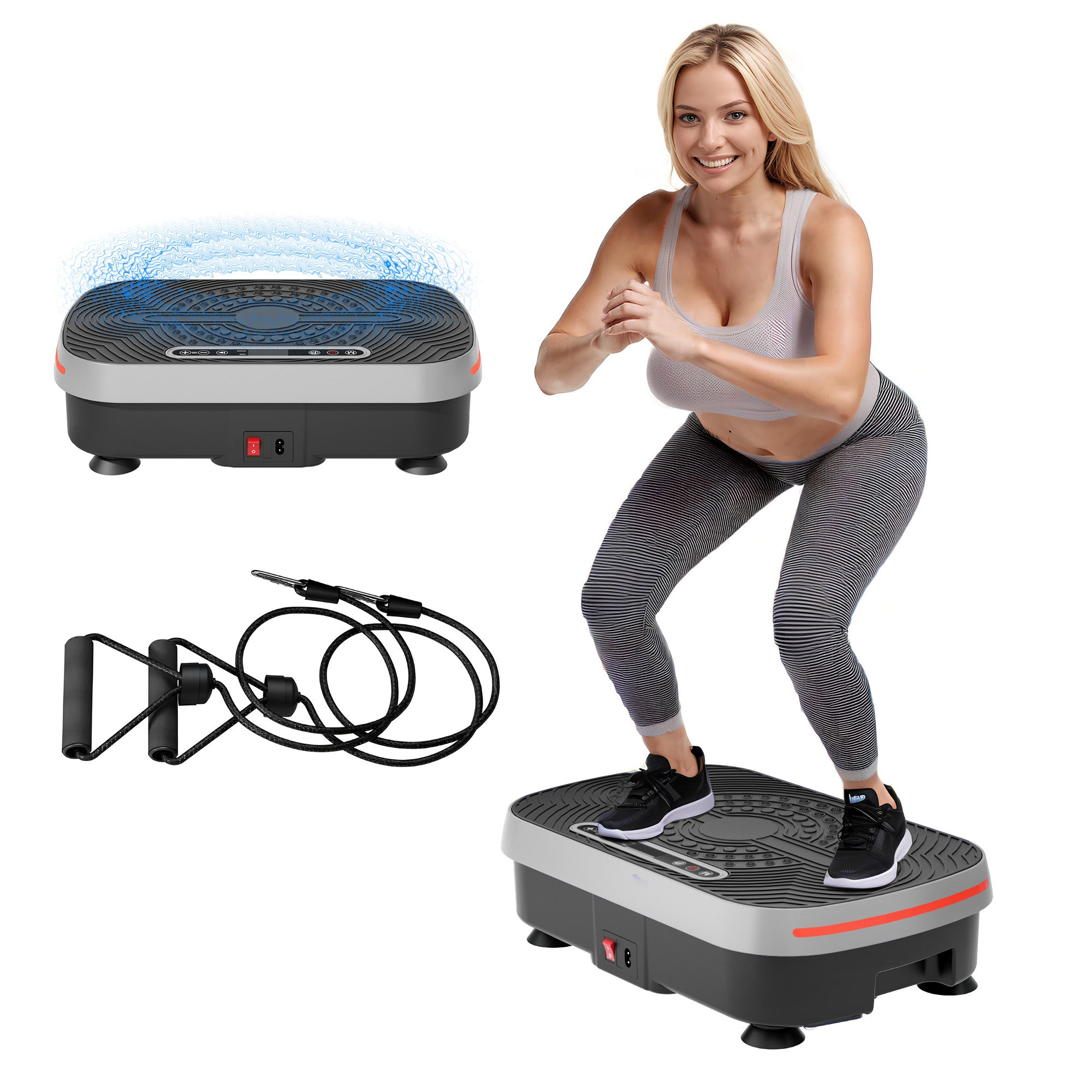 Vibration Plate Machine with Resistance Bands - 99 Speed Levels, 450LBS Capacity, Remote Control , Full Body Workout for Weight Loss & Lymphatic Drainage