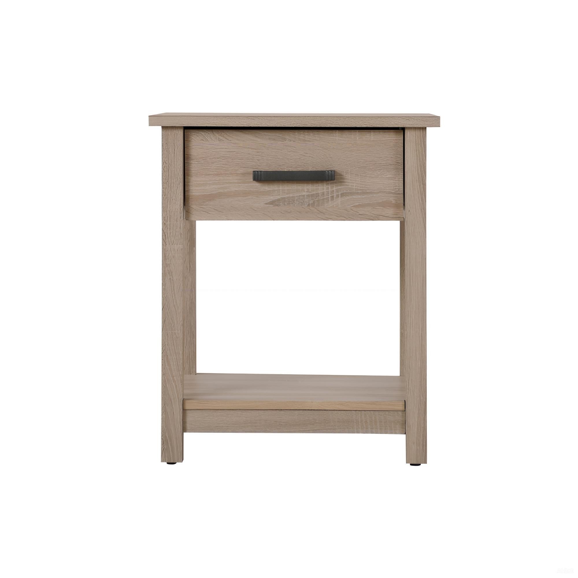 Contemporary Nightstand in Sandle Wood Finish with Compact Design and Particle Board Construction