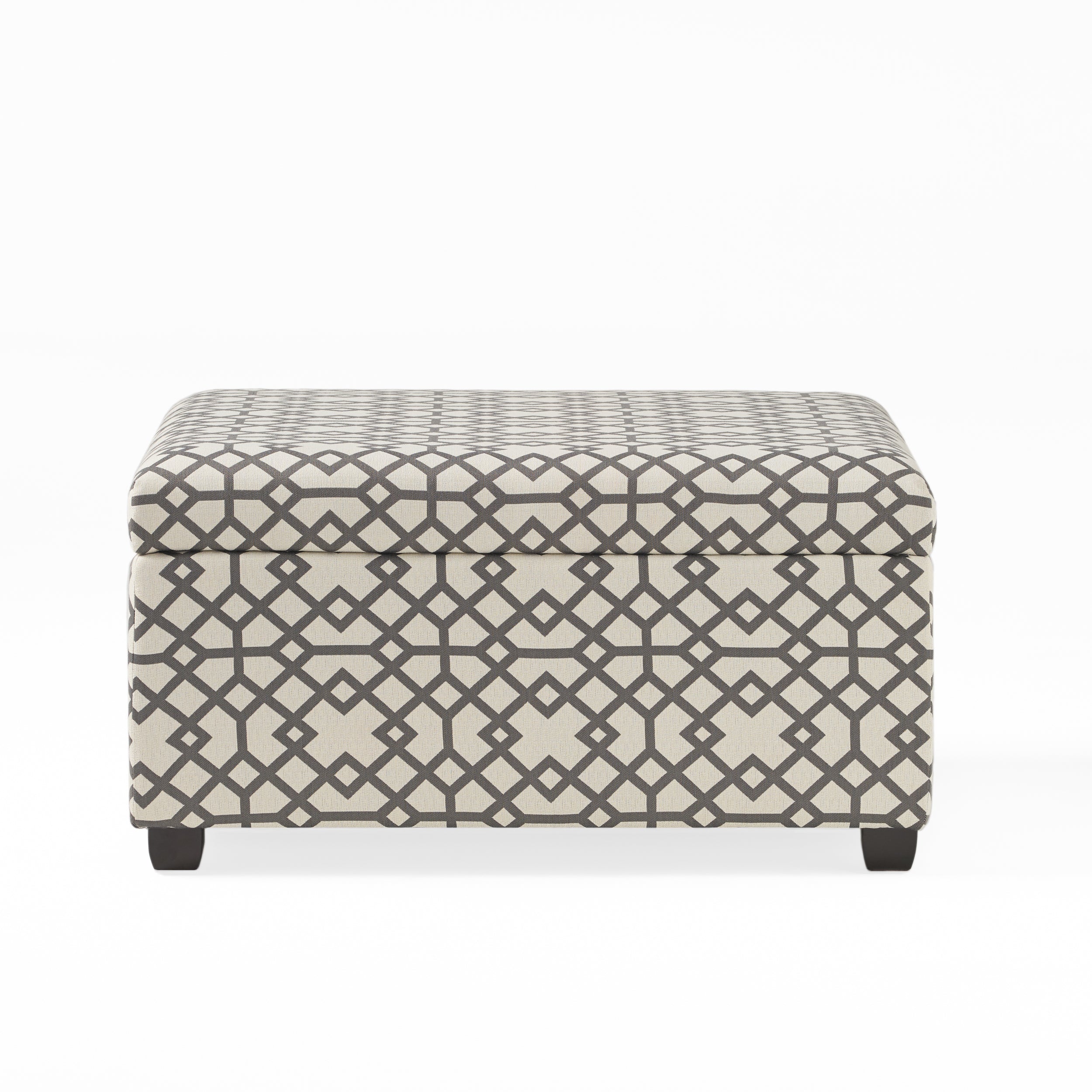 RICHMOND Storage Ottoman with Unique Pattern and Ample Storage in Grey Fabric
