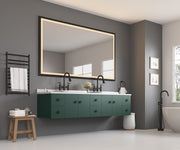 84in. W x 48in. H Oversized Rectangular Black Framed LED Mirror Anti-Fog Dimmable Wall Mount Bathroom Vanity Mirror  HD Wall Mirror Kit For Gym And Dance Studio 48X 84Inches With Safety Ba